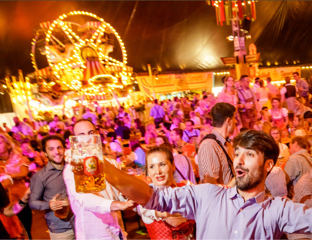 Large indoor fair with Ferris wheel